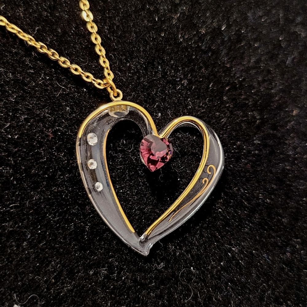 Birthstone Golden & Acrylic Hearr - February